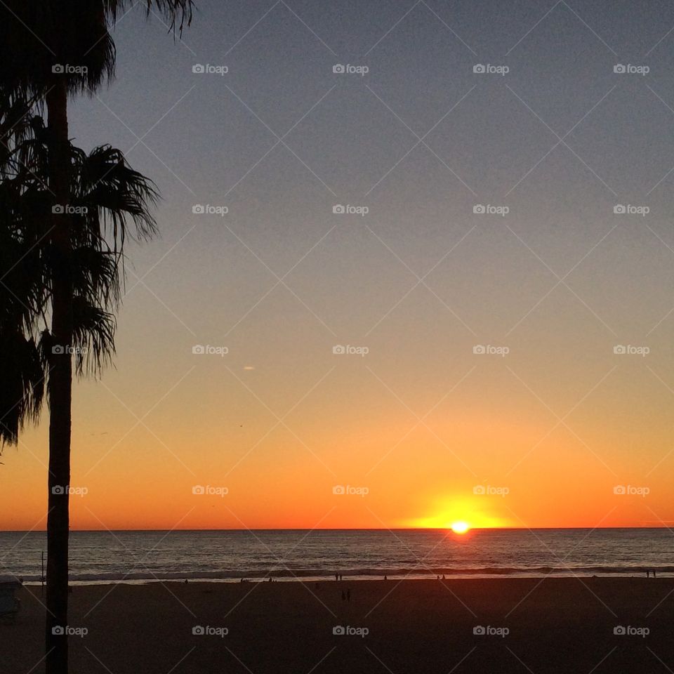 Sun setting on Venice Beach.