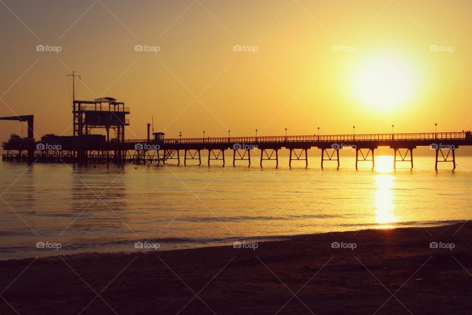 sunset at sea. beauty. the best in nature. sea ​​pier. summer. Coast. the romance of sunset.