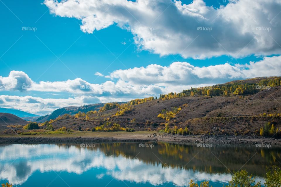 Clouds reflected on lake