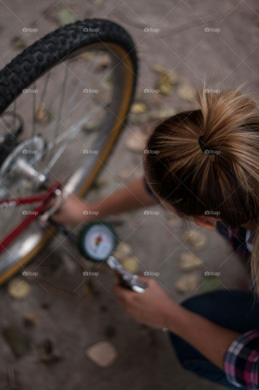 Checking the bike