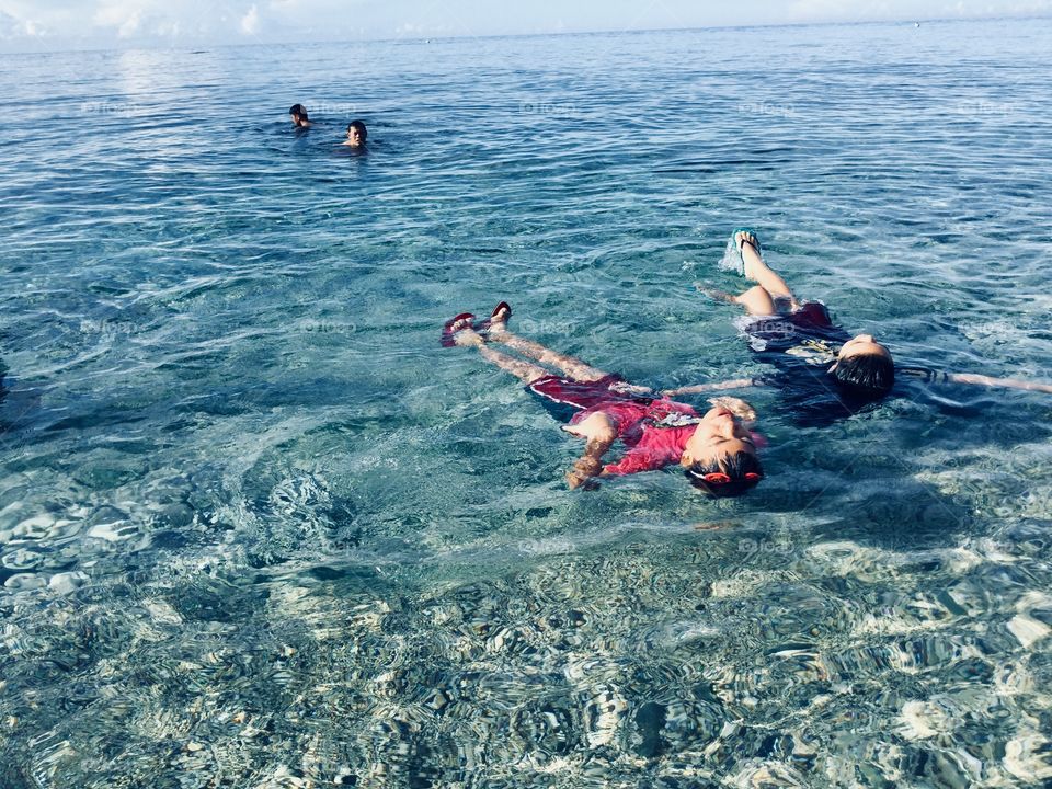 Just keep Swimming with the blue sea!!! With sister