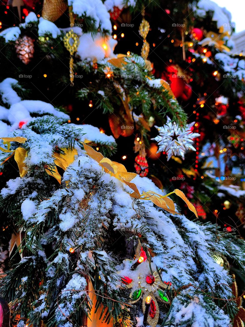 Snow on the Christmas tree