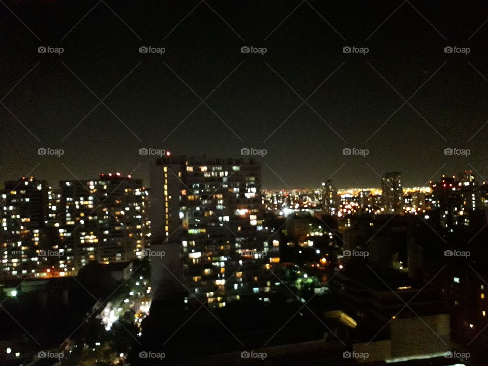 vista nocturna Ciudad de Santiago