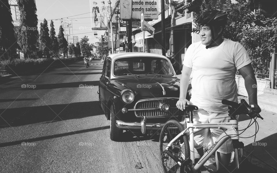 antique car with BW