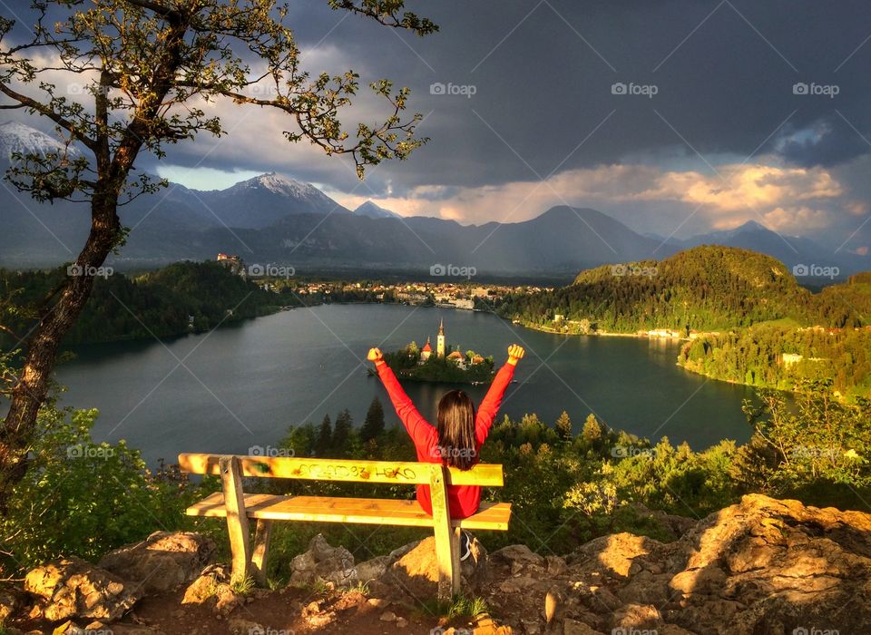 Sunset evening above lake Bled