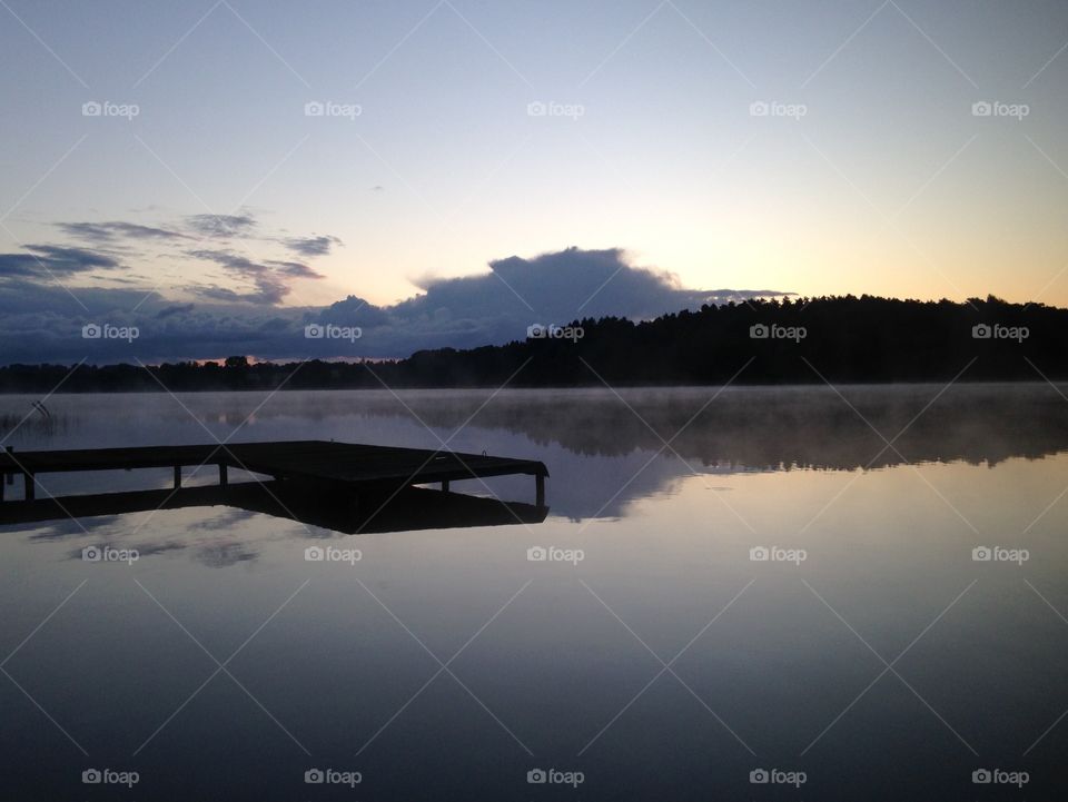 Dawn, Lake, Sunset, Water, Reflection