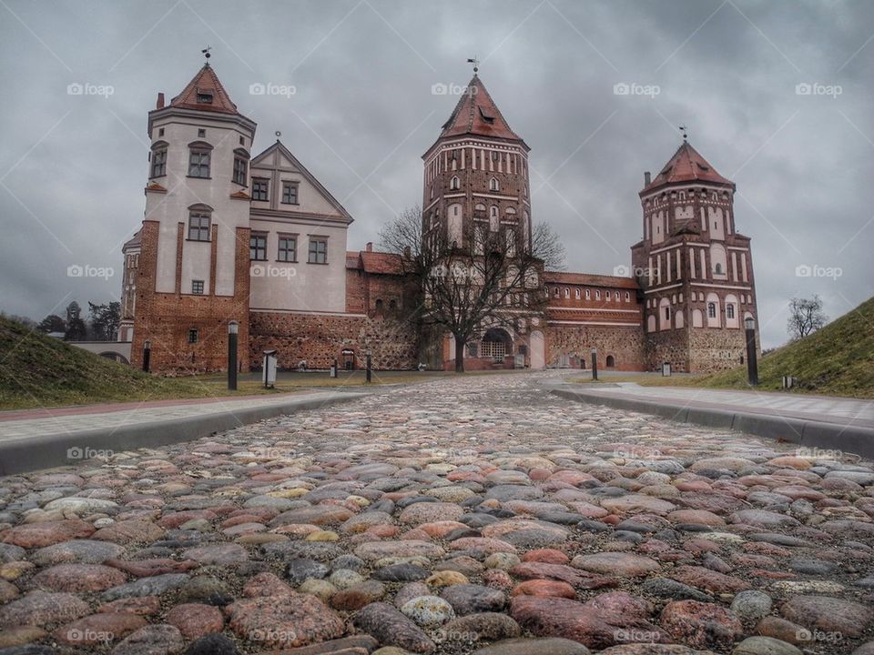 Cobble stone road. 