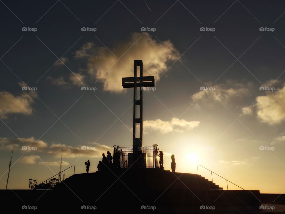 Mount Soledad Cross at sunset 