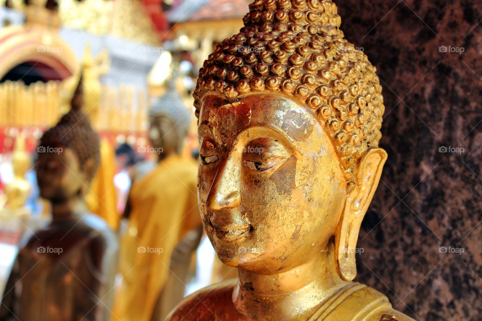 face statue gold thailand by twilite