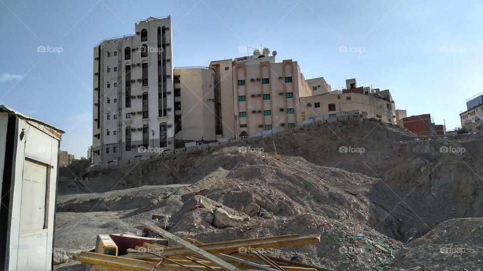 Construction area in the city of Makkah, Saudi Arabia
