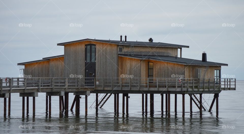 Bath house on the bridge