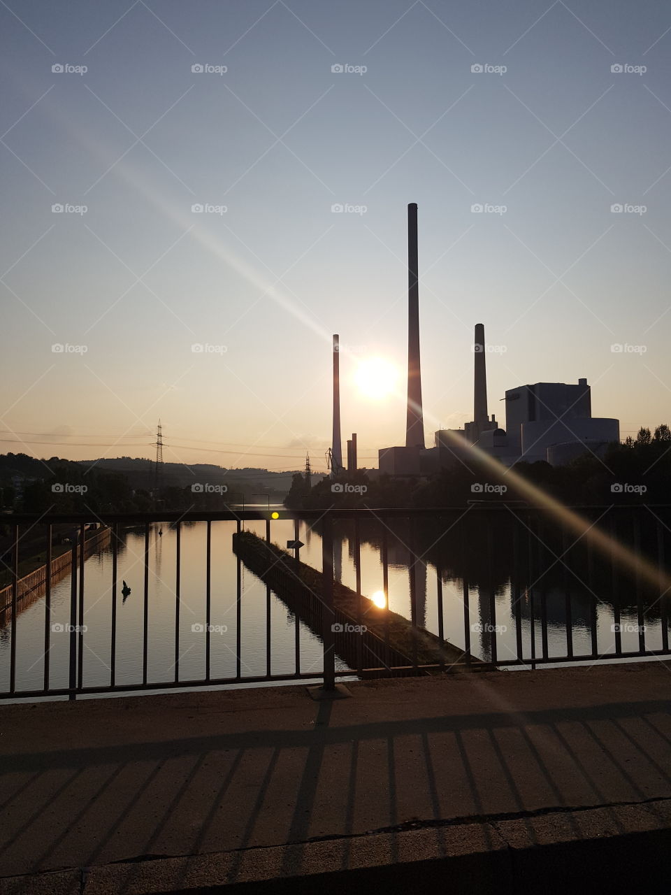Neckar mit Sonnenuntergang