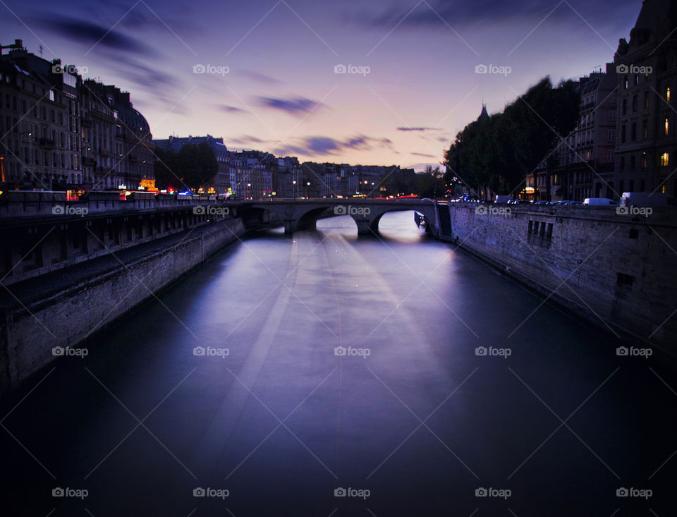 Paris. Taken in Paris with long exposure while the boat was passing by.