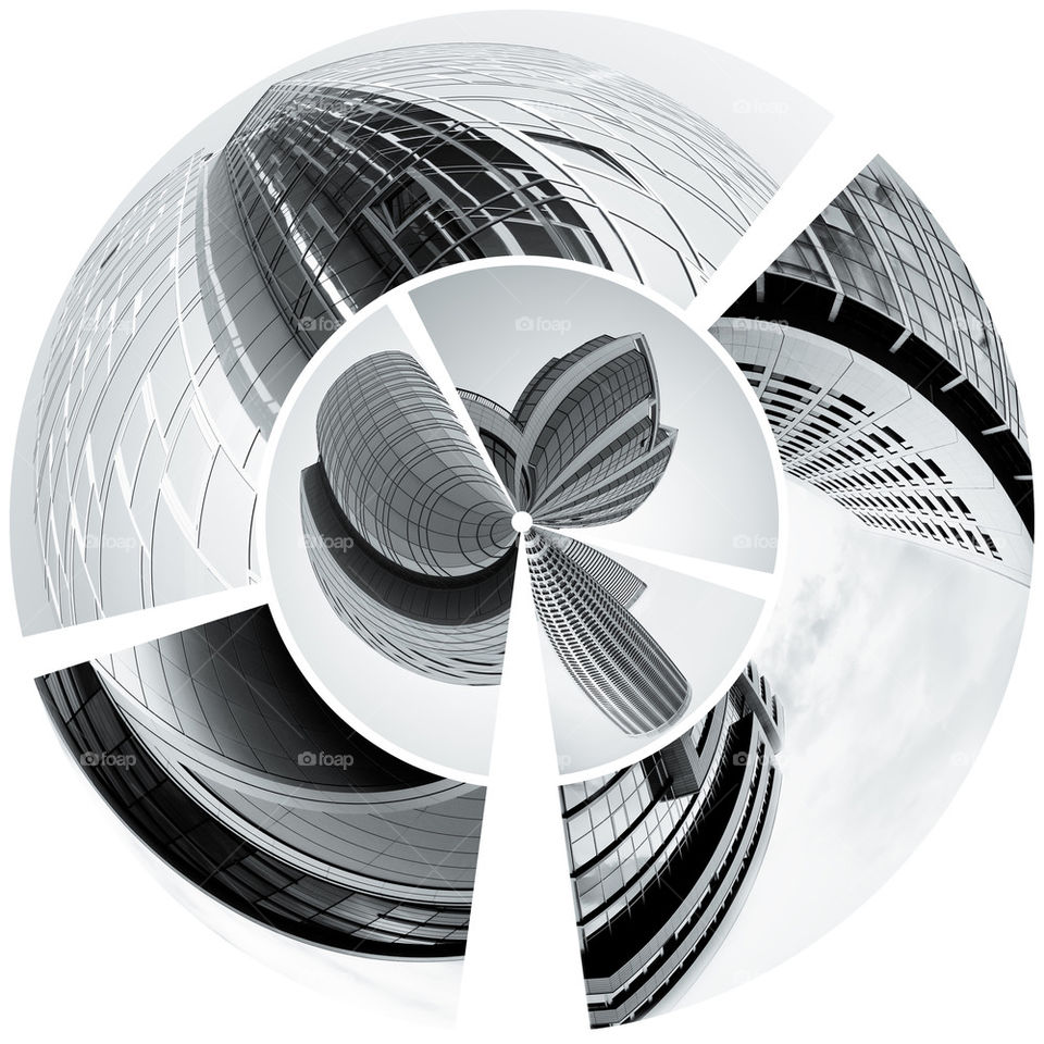 abstract stereographic city background in black and white
