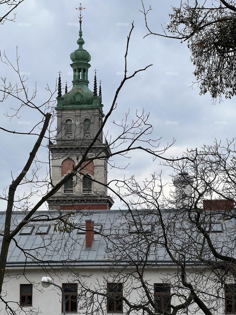 Lviv old city architecture in the spring season