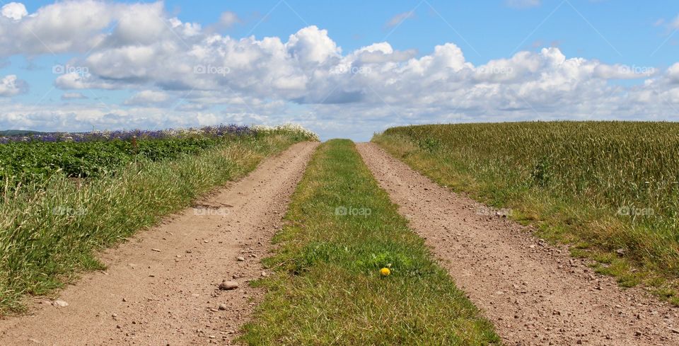 Countryside road to the clouds.