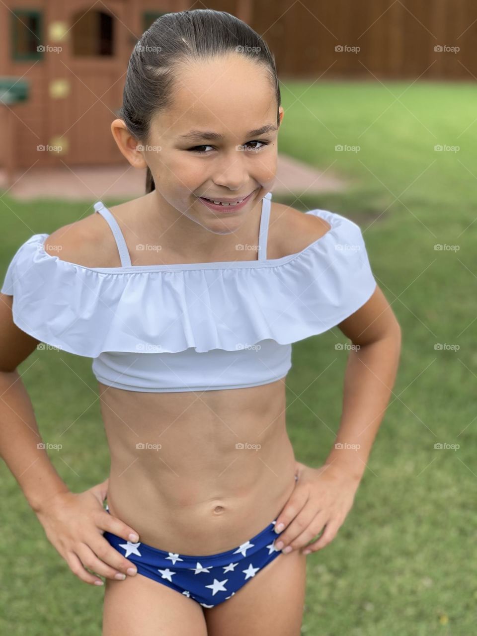 My girl showing off her American muscles 