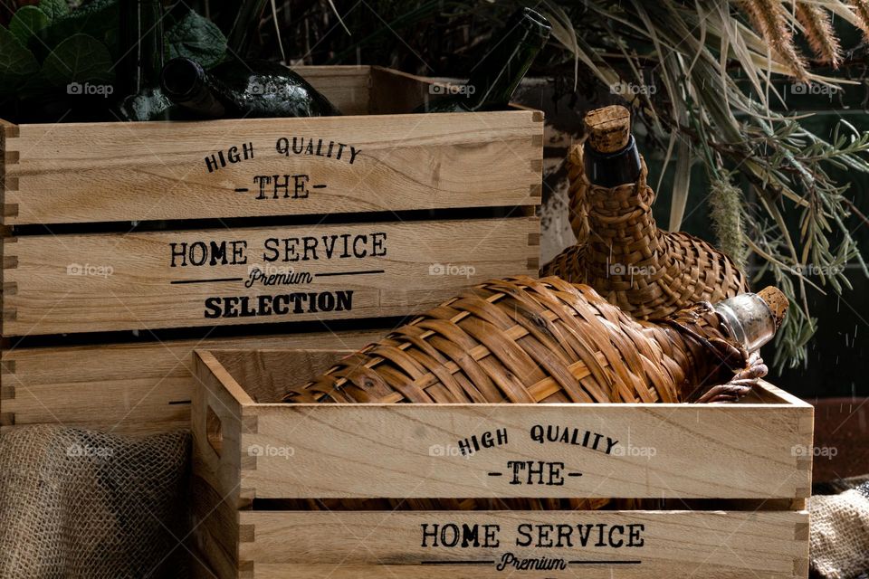 Wooden decorations, boxes