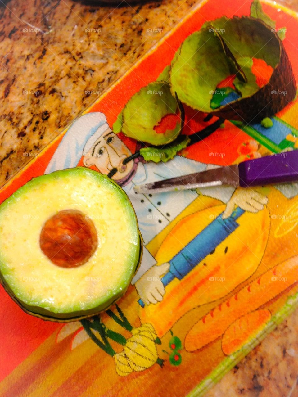 Cutting an avocado