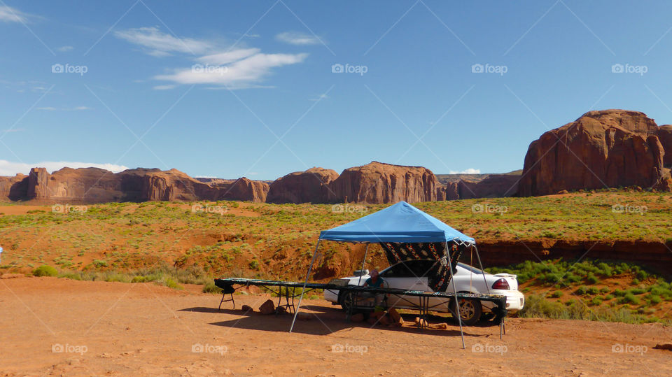 Indian seller in the monument valley tribal park,Utah