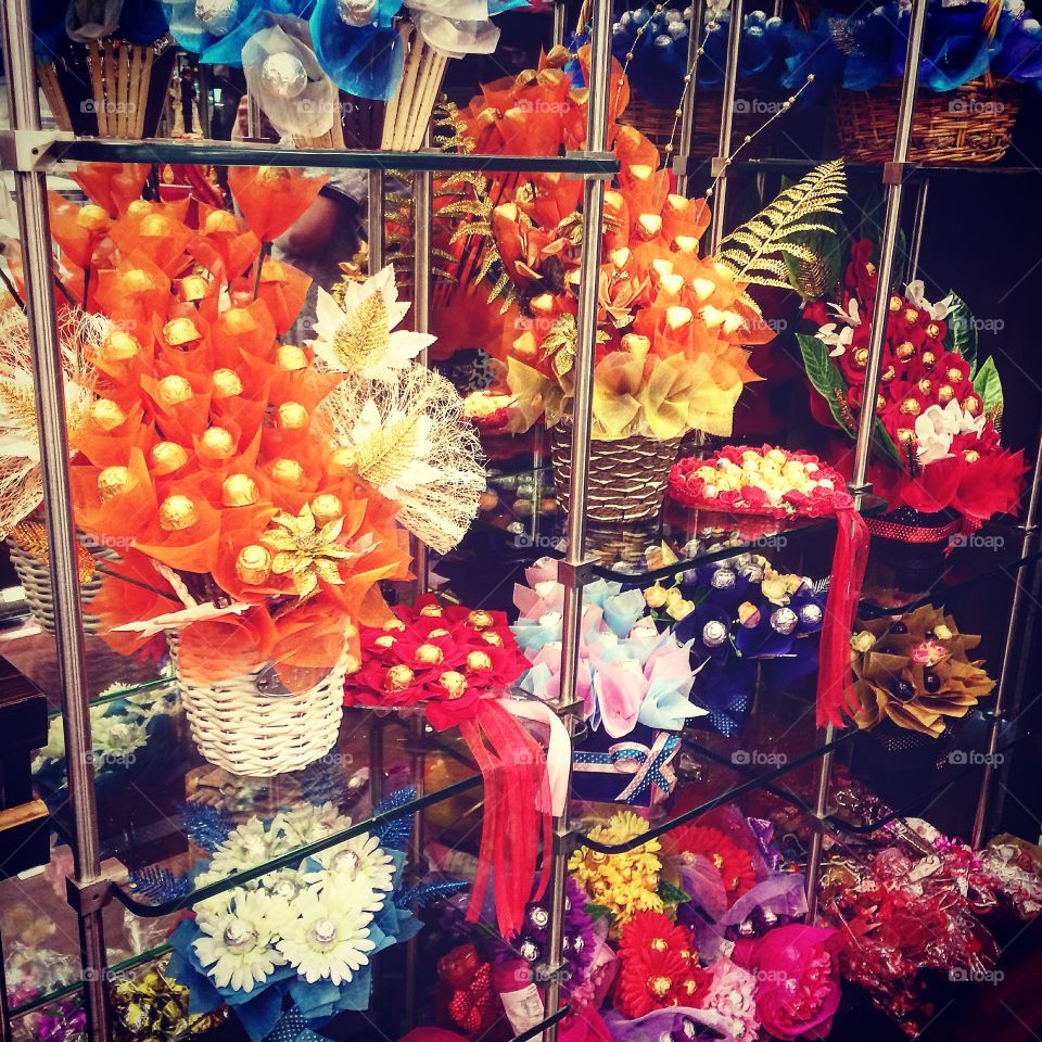 A beautiful display of artificial flowers.