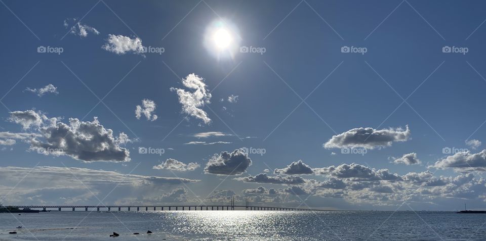 Blue sky and clouds over the sea