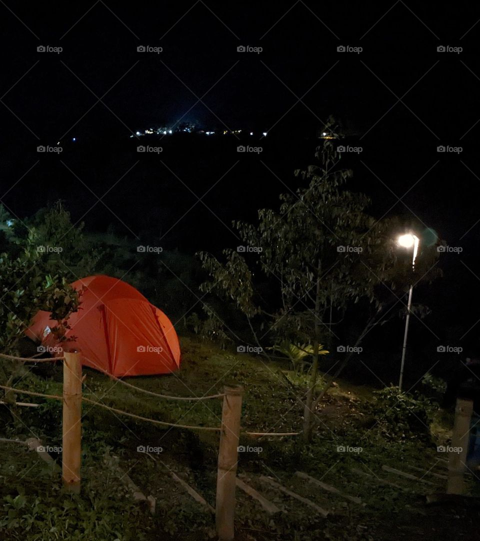 Night camping at highland