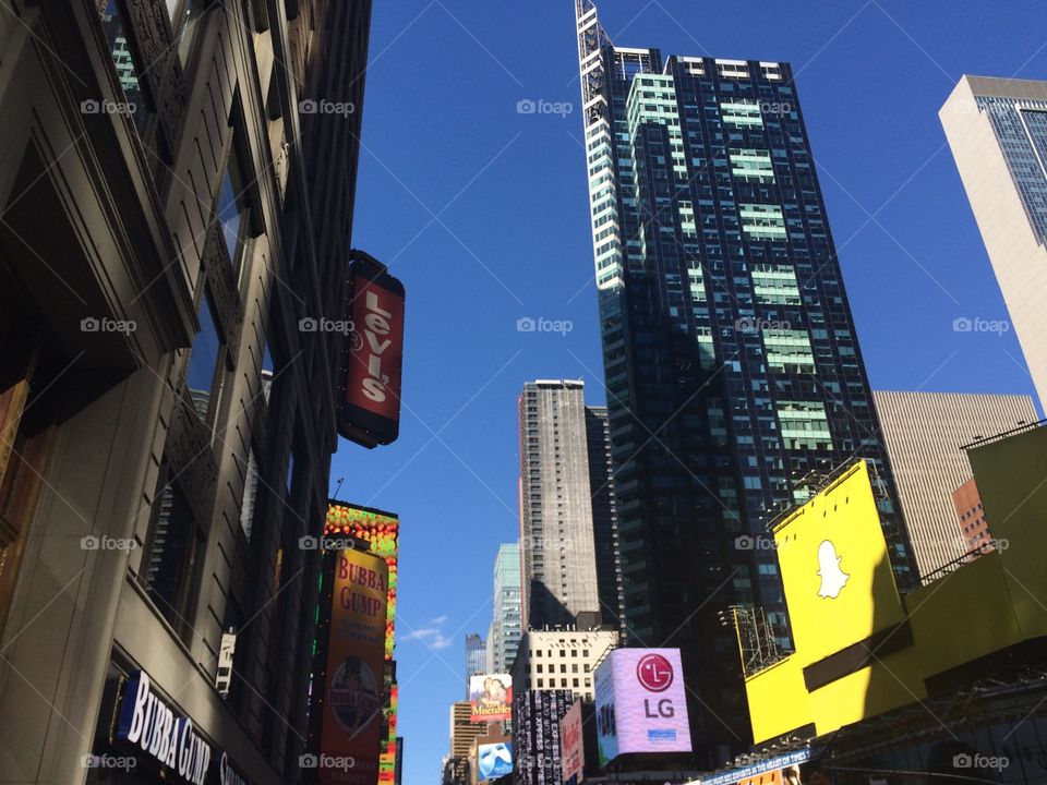 NYC skyscrapers . Looking up from 42nd street 