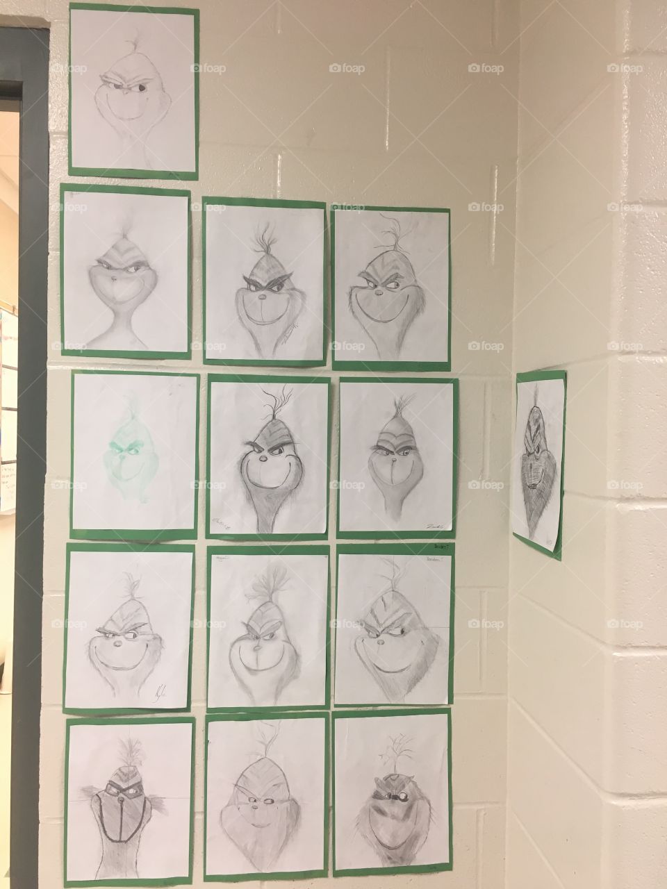 Grade 9 Art Drawing the Grinch Project 