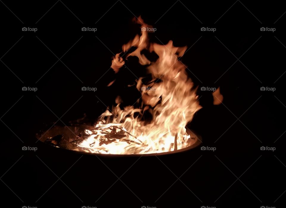Face in a gorgeous bonfire, Missouri Ozarks