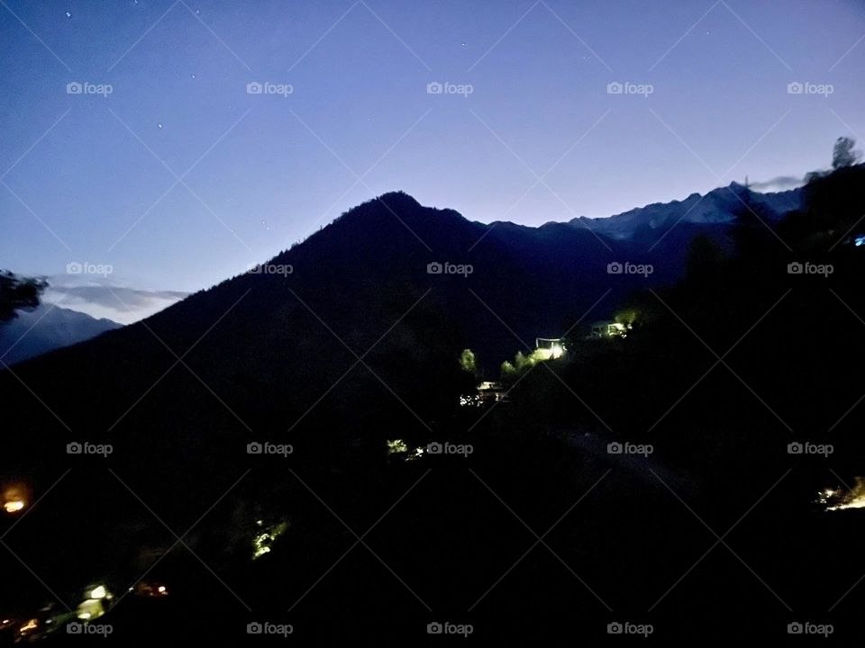 Evening lights in countryside