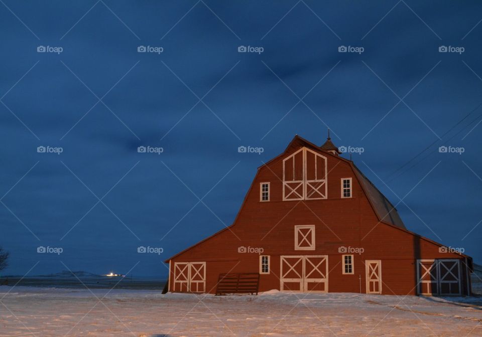 Barn at night