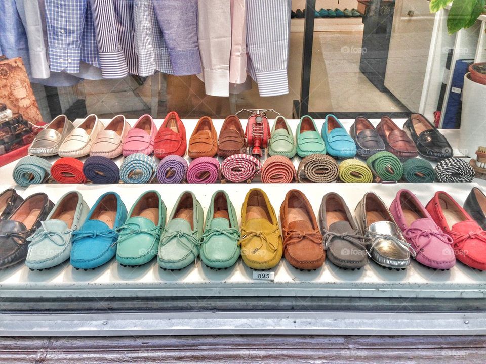 colourful shoe display