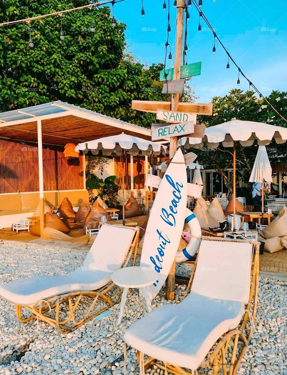 chair on the beach sunset