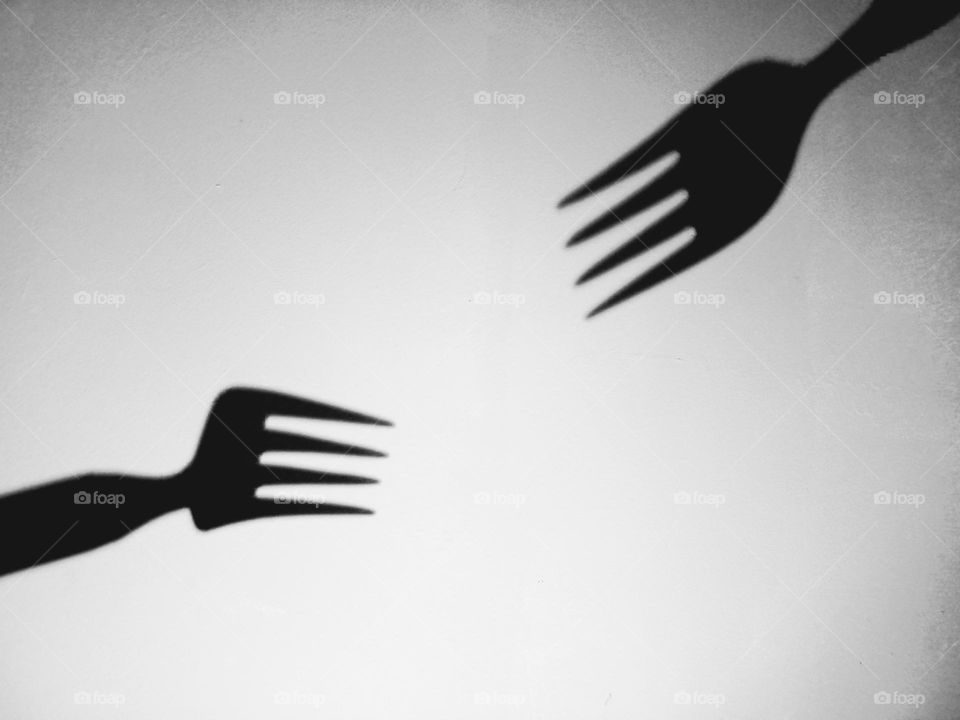 fork shadow on the wall.