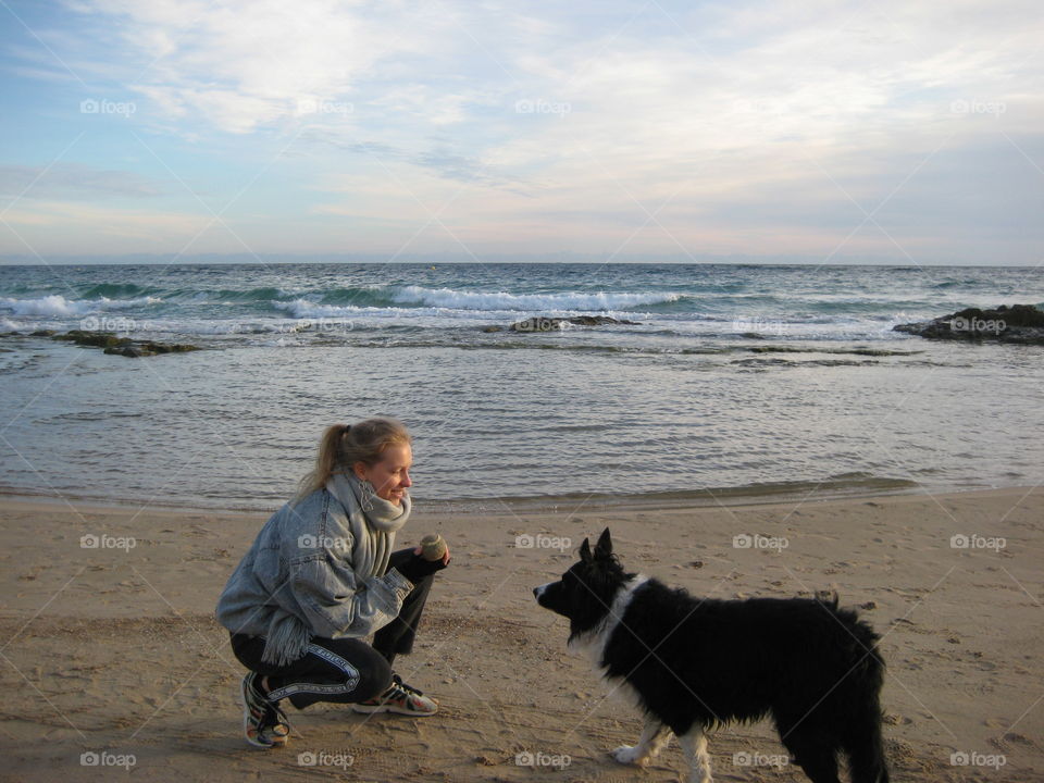 Me and my dog on the beach