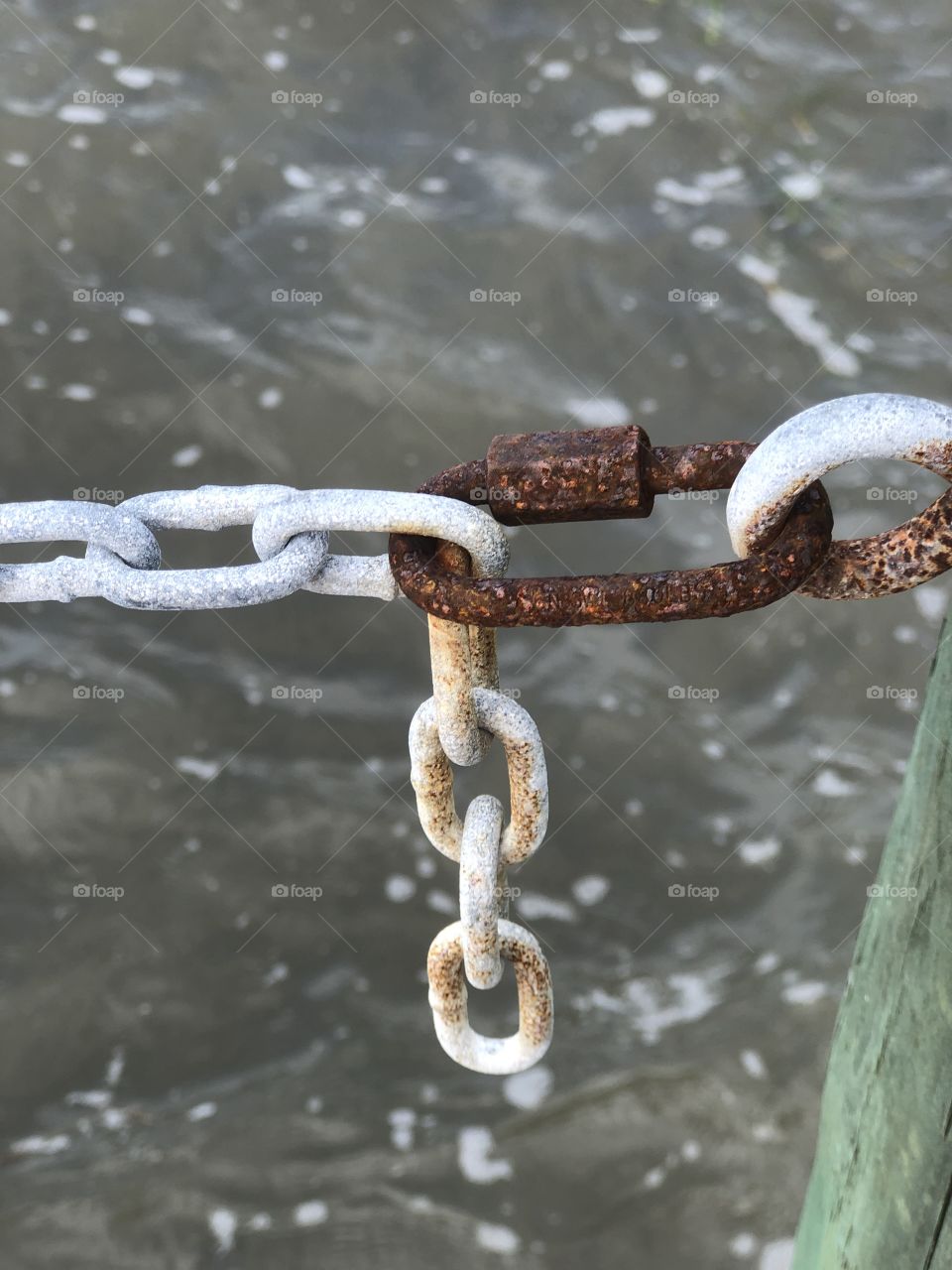 Rusting iron chain and saltwater 