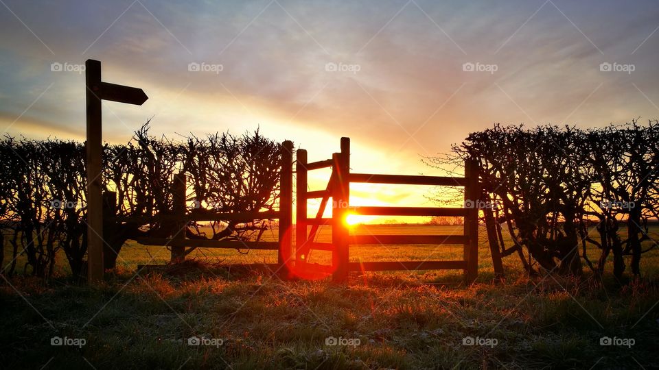 Sunrise over the East Yorkshire countryside..