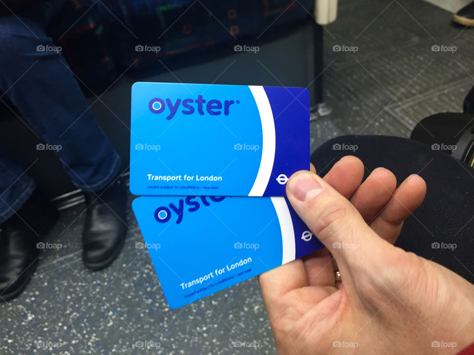 Oyster card for traveling in London subway.