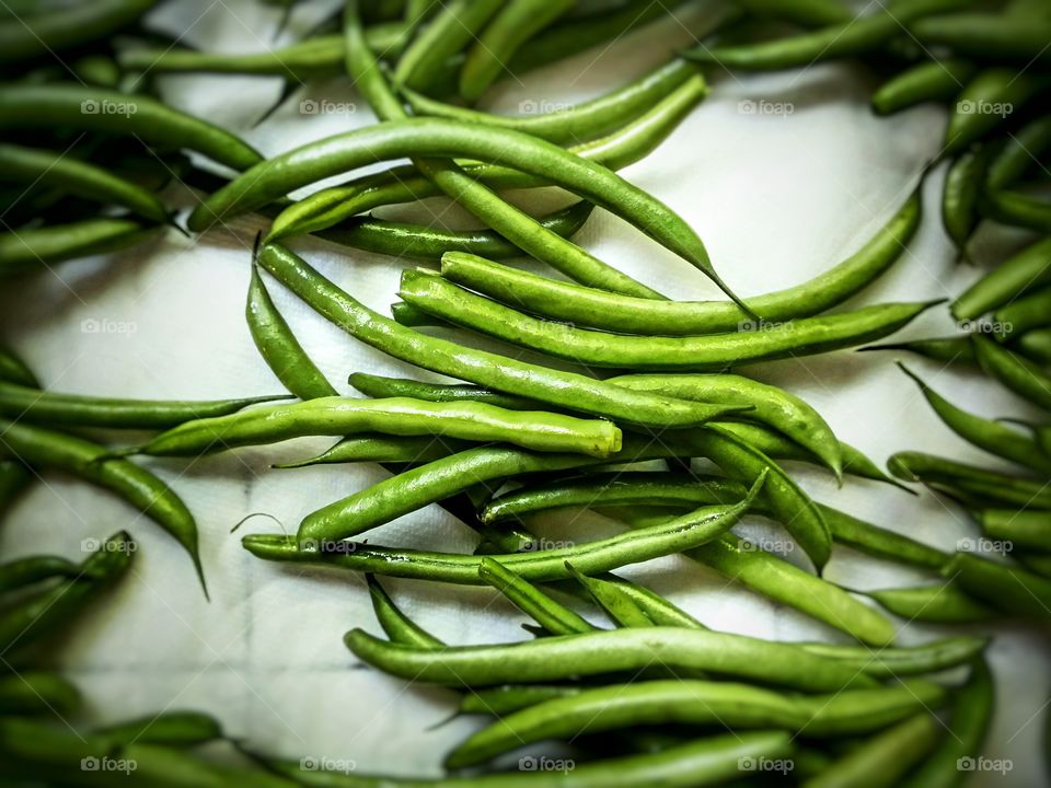 Green Beans on White Background