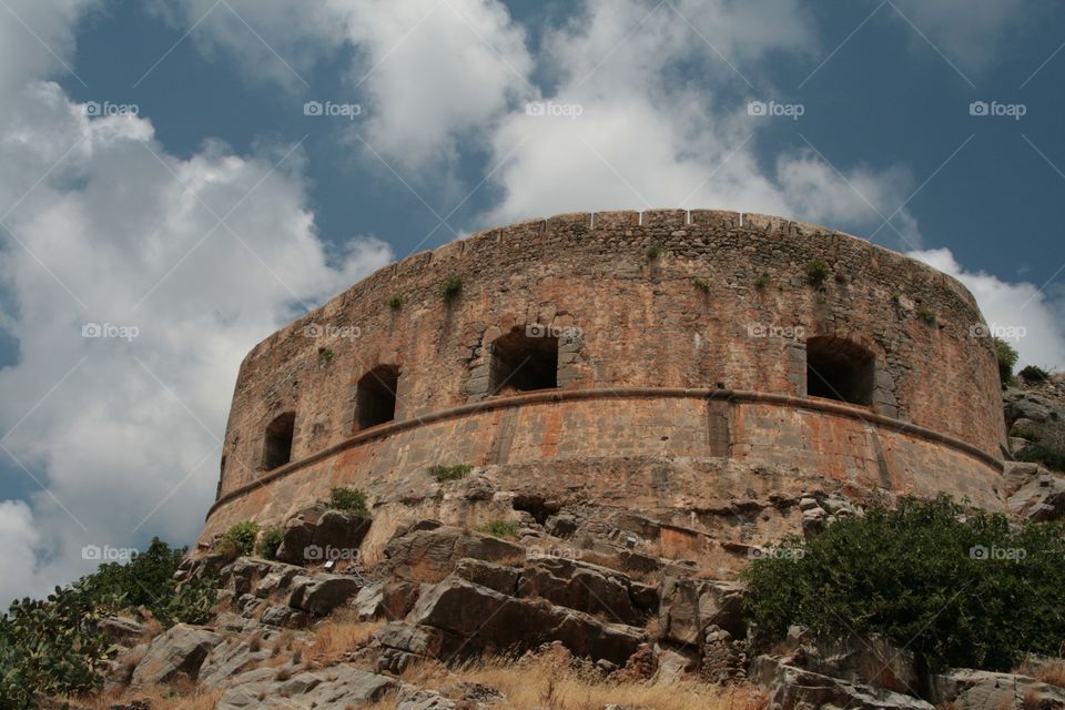 Low angle view of old fort