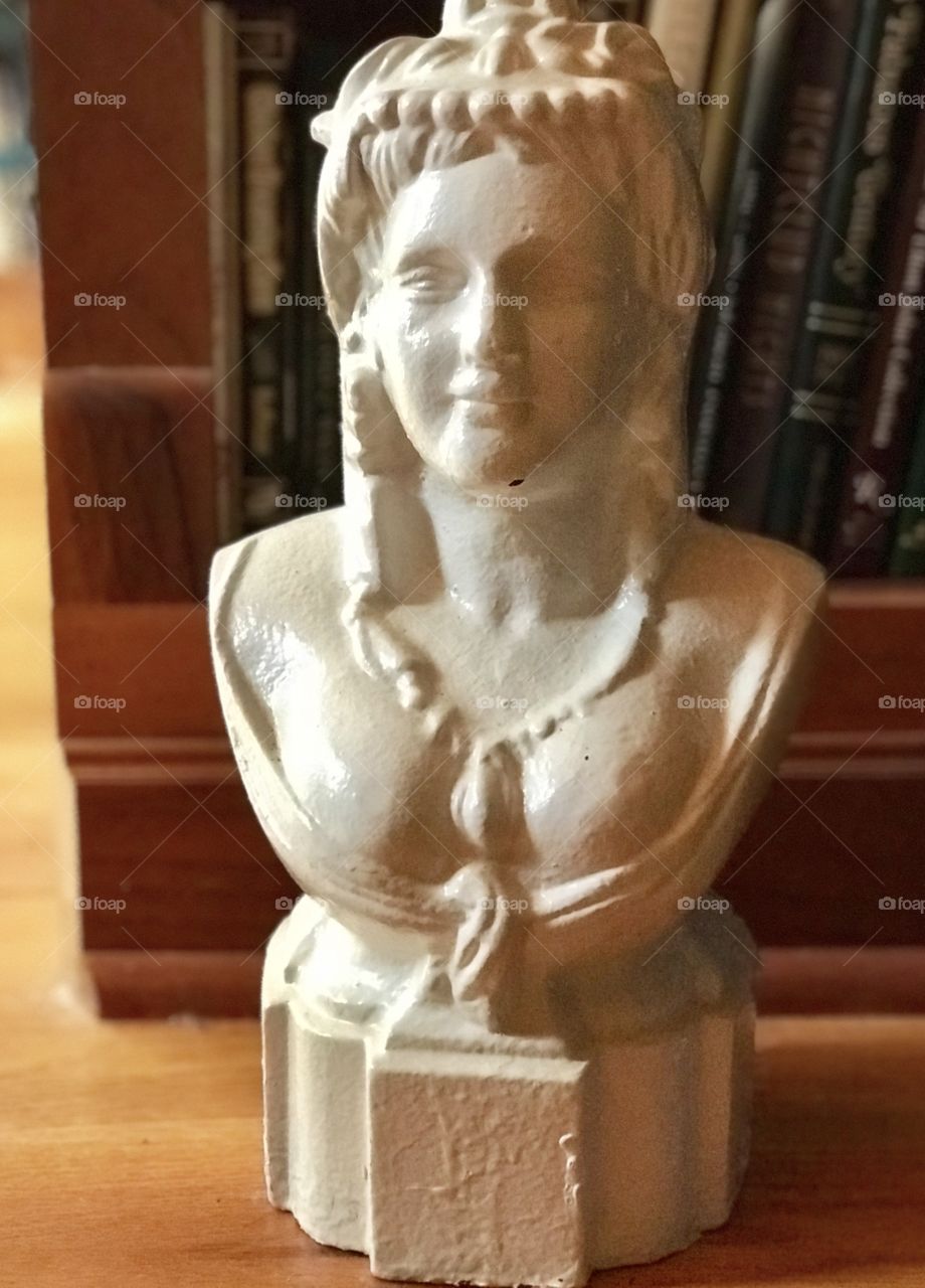 White statue or bust of a female 