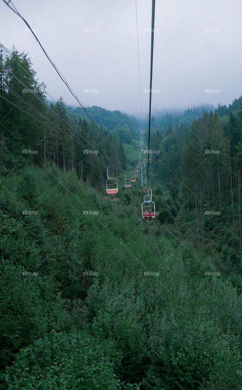 Cable car in the mountains 