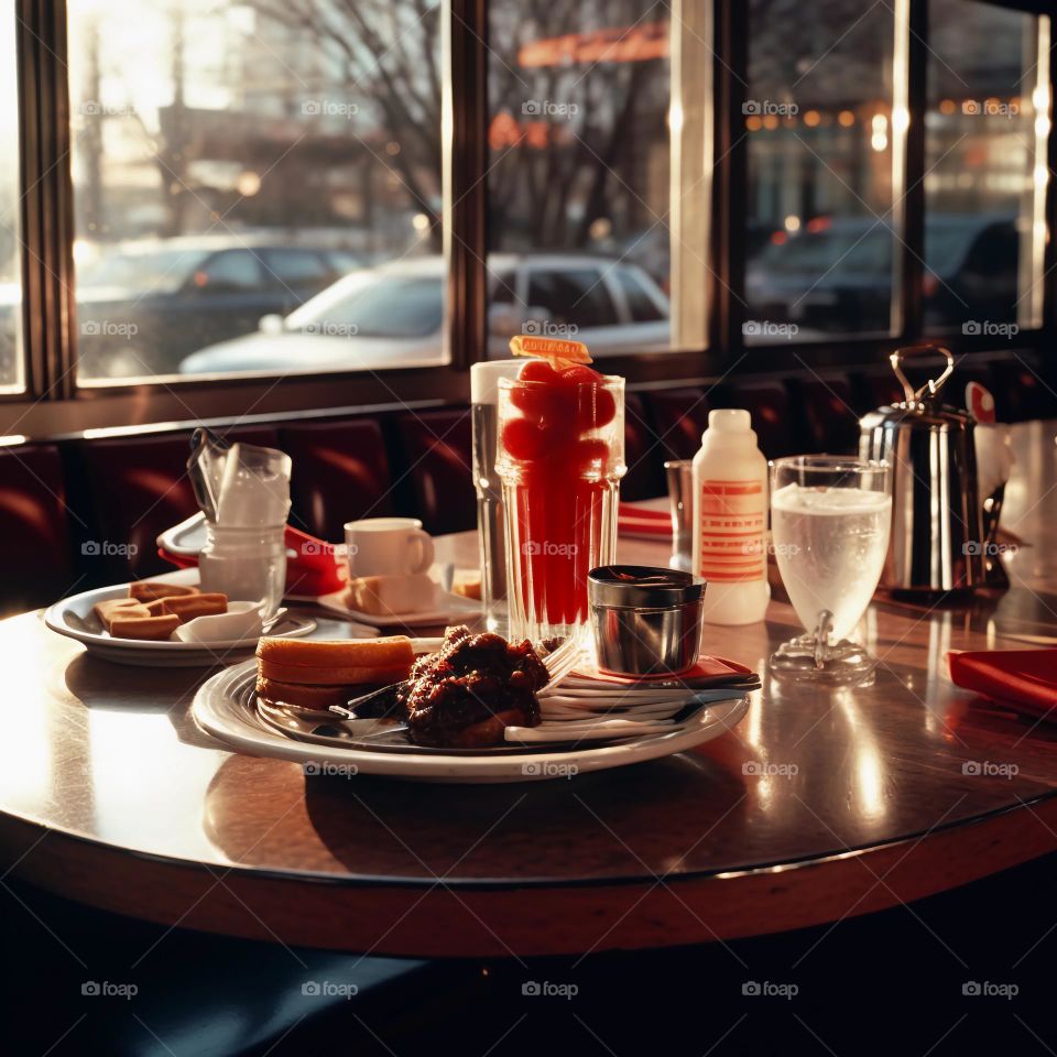 Inside a American diner 