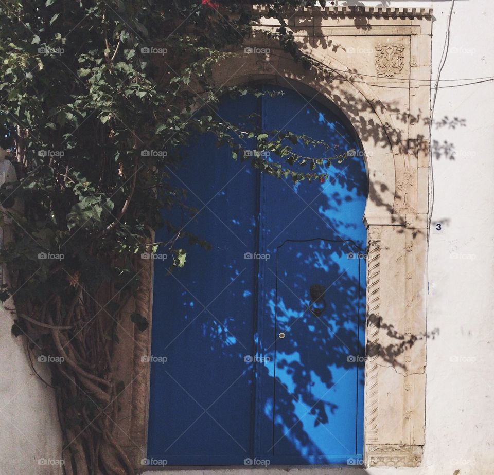 blue door in sidibousaid Tunisia 