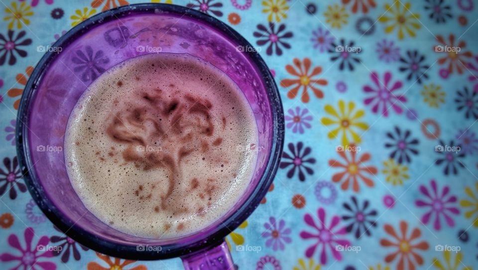 Tree Shape Coffee, Purple Cup