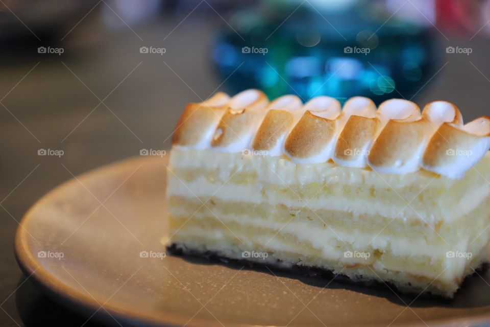 Meringue cake in a plate 