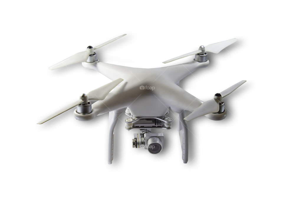 Isolated Drones for mobile photography and video on a white background with clipping path.