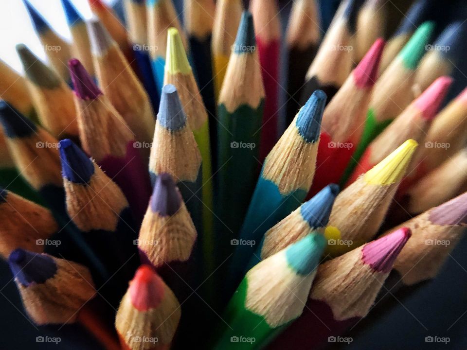 A view of colored pencils.