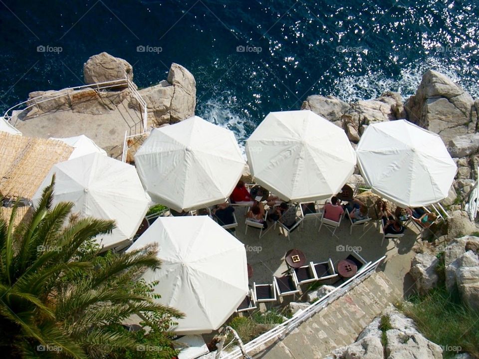 Cafe umbrellas, Dubrovnik, Croatia